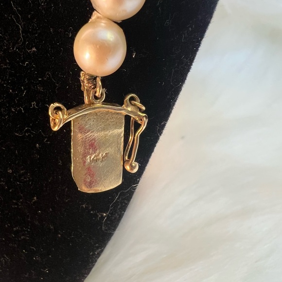 Vintage Pearls Necklace 14K Gold Multi-gems❤️💜💚💙🩵 - Picture 7 of 14